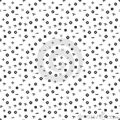 Plane pattern. Seamless airplane background with different types of planes. Vector illustration. Vector Illustration